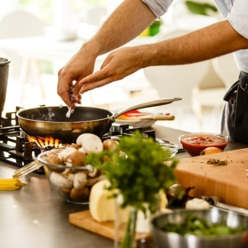 Chef demonstration in a cooking class